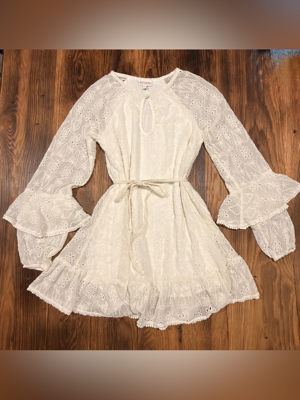 Shyanne Cream Embroidered Eyelet Tunic Blouse